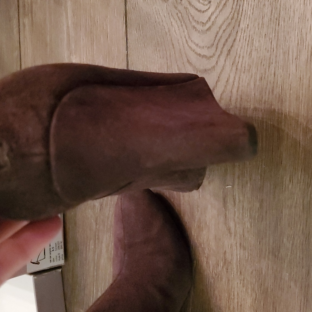 LOFT Chocolate Brown Wedge Booties Size 8.5 Faux Suede - Picture 12 of 16